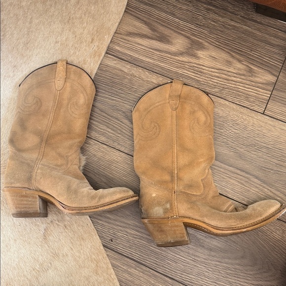 Shoes - Tan Suede Western Boots authentic Texas made rustic and very comfortable